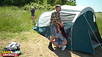 Fakehub - Wifes best friend has sneaky anal sex with her future husband quietly cheating in a tent