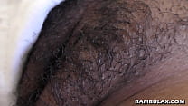 Ebony short haired vagina for white cock
