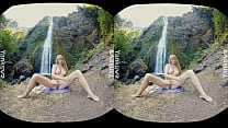 Yanks VR presents superb blonde amateur goddess Verronica using her tiny vibrator and fingers until she moans with pleasure outdoors