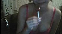 Teen from Russia is a teaser on webcam with lollipop