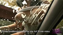 Huge Boobed Brunette Sexy Car Wash