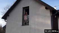 A stranger in the house watches her masturbate hard