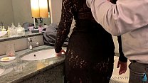workmate sex after business dinner in sexy black dress