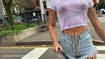 Wet tshirt exposed in public