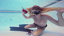 Blonde big tits long hair Sophie Murena enjoys pussy in the pool