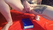 lucifers slut piss on bible and anal fuck herself