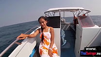 Cute asian girlfriend gets a quickie on a yacht