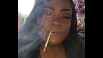 Smoke a cigarette with an ebony bbw Dominatrix JOI