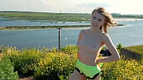 Naughty Teen Eva Gold Strips Out Of Her Bikini And Poses Outside!