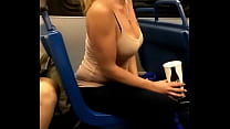 Big tits slut on the bus teasing
