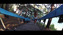 Russian PORNSTAR TRAVELER - Young girl tourist Sasha Bikeyeva in a bikini walks on the coast of the Black Sea in Russia