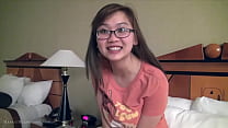 Cute busty asian girlfriend fngers in glasses