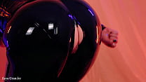 MILF fetish model Arya Grander in latex rubber catsuit fetish teasing free porn video