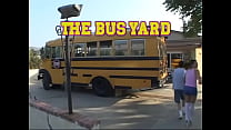 Horny little whore gets pounded hard from behind in a yellow bus