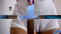 Amazing Body Ass Cameltoe Brunette Latina in Tight Shorts