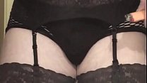 Sexy black lingerie fucking toy