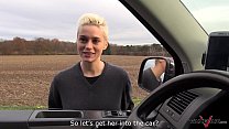 Naked blonde running thru the field rescued by horny stranger in van