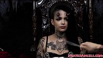 Goth babes assfucked in fantasy threesome