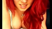 Busty Redhead shows huge tits during live show