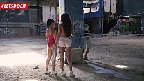 Latina babes starting a threesome in empty warehouse - LETSDOEIT.COM
