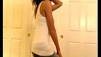 Beautiful brunette teen strips naked on webcam