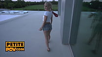 POV - Fuckng petite blonde Nesty on her terrace