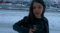 Sex with cum on tits and flashing outdoor in Tromso, Norway!