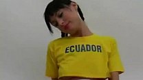 Costa Rican island girl teasing in a soccer uniform