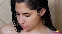 Hot brunette with piercings takes sexy Shower in 4K