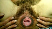 Creampied hairy pussy fondling