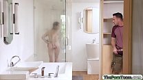 Stepsis Jenna Ross is taking a shower when she caught her stepbro sneaking on her