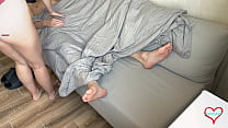 My stepsister woke me up with a hot blowjob under the blanket!