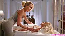 Blonde babe having sex with masseuse before joining a covenant