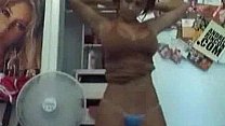 Sexy latina dances while dressed