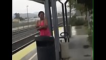 Ebony a too late for train so she get fuck inside a motorhome