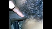 Hairy pussy in black cock cum