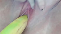 Big banana and little pink pussy