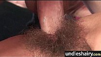 Hairy pussy babe gets big cock blowjob and fuck 10