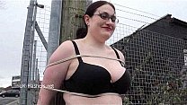 Chubby amateur flasher Alyss in public masturbation and outdoor exhibitionism of