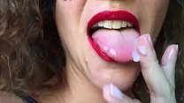 Cum in my mouth SlowMo spit destroy make-up