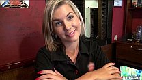 Gorgeous blonde bartender is talked into having sex at work