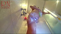 A pretty lady takes a shower in the shower room. She washes boobs, ass, pussy with soap. OMG Perfect meaty pussy. Shows her tits, nipples, juicy shaved pussy. You can fuck a cutie in the shower.