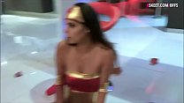 Adorable teens in costumes pounded good