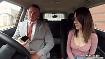 Latina beauty fucking her driving instructor in car