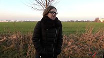 Small tiny babe found in the fields and cum covered glasses after great fuck