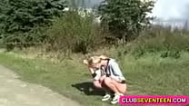 Beautiful skinny teen girl fucked by her runnning coach on the bicycle