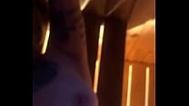 Horny swedish tattooed couple fucking in a sauna