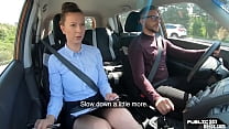Instructing Czech babe blows in car before bentover