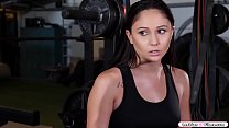 Latina babe goes to the gym and asks forgiveness on her gf.She accidentally pushes her gf and starts kissing her.After that,her gf gets horny.She sucks her tits and licks her pussy.In return she does the same to her gf before they switch to 69 position