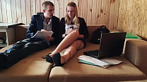 Real homemade sex of students during homework